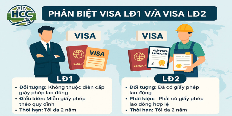 Visa lao động Việt Nam: Quy định thủ tục, hồ sơ, điều kiện cấp |2025| 3 Phân biệt visa LĐ1 và visa LĐ2